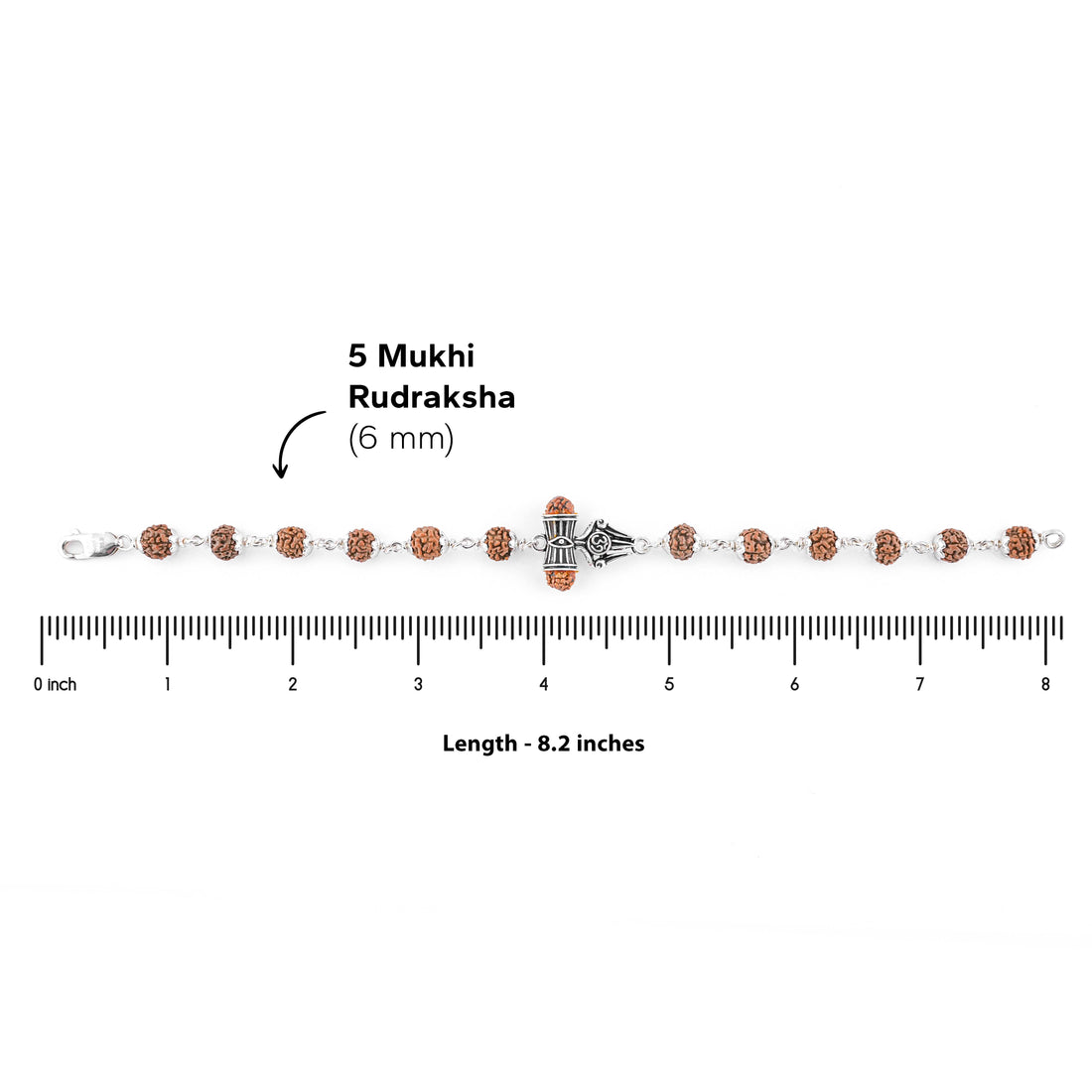 Rudraksha Silver Om Trishul Bracelet
