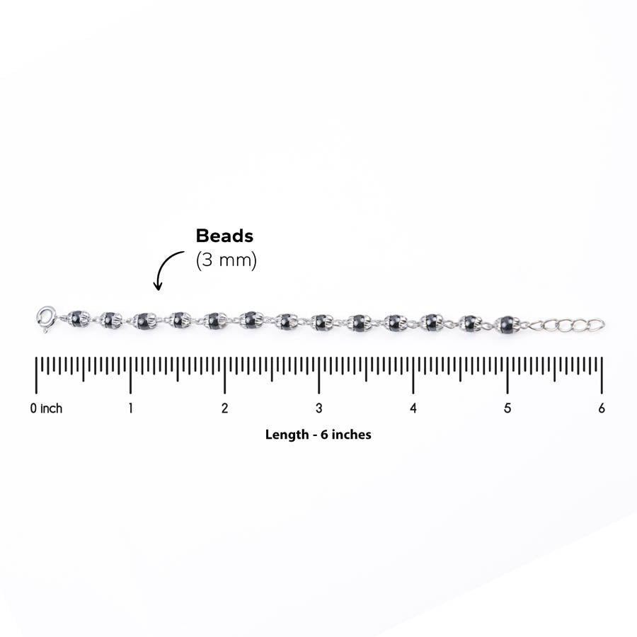 Black Beads Embedded in Silver Nazariya for Kids