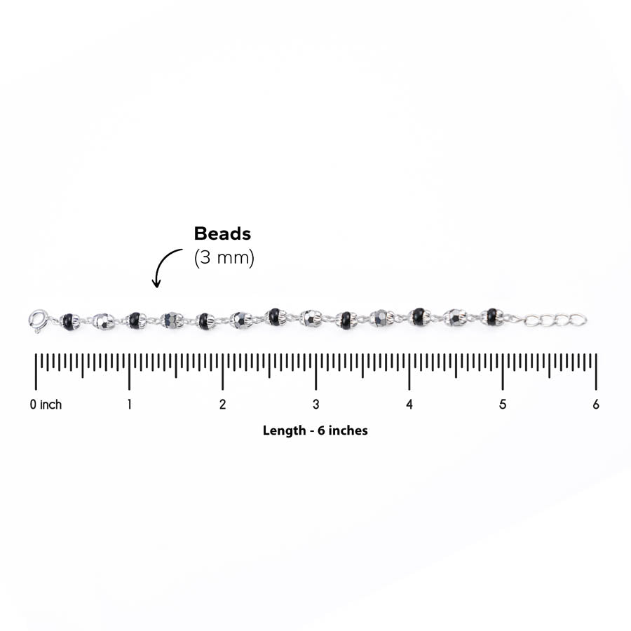 Black and Silver Alternate Beads Nazariya for Kids