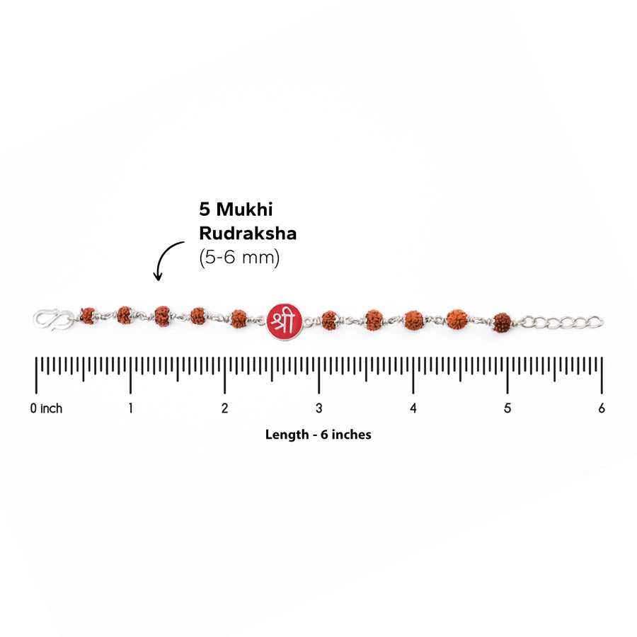 Rudraksha Silver Bracelet with Shree Single Line for Kids
