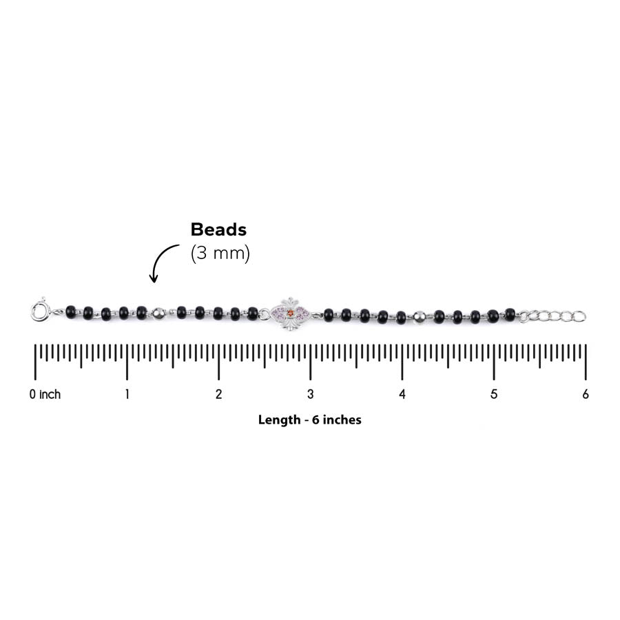 Black Beads Silver Designer Nazariya for Kids