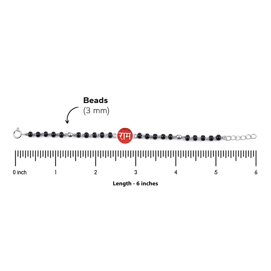 Black Beads Ram Silver Nazariya for Kids