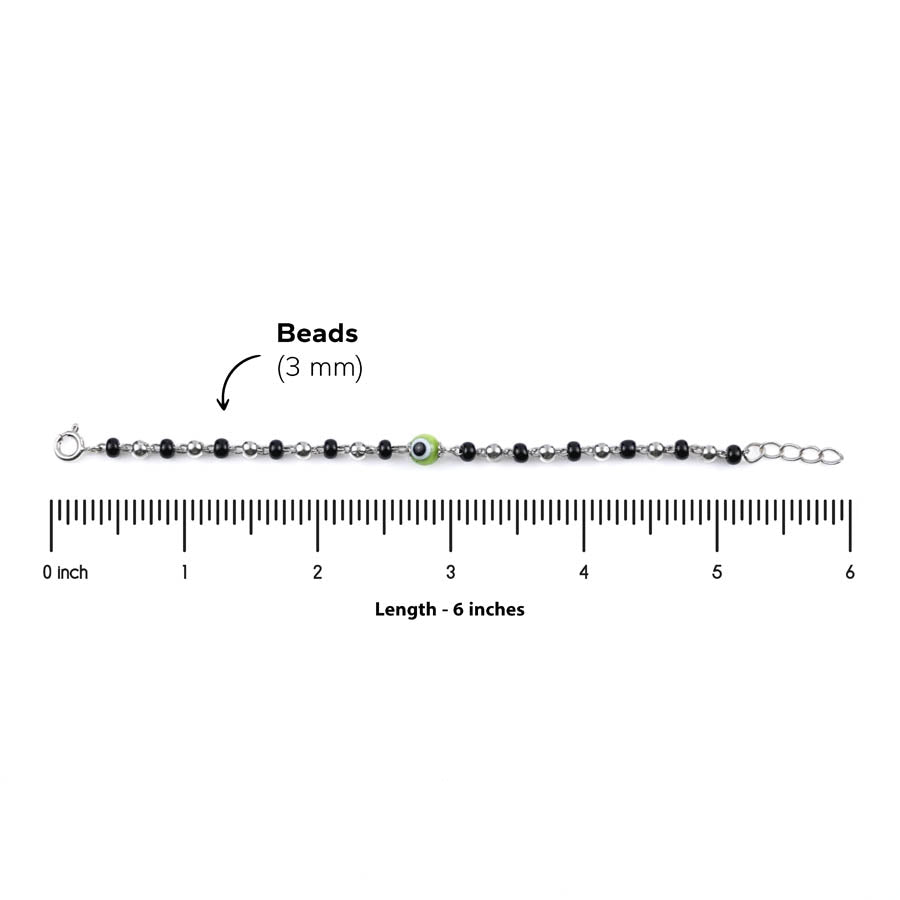Black Silver and Green Beads Nazariya for Kids