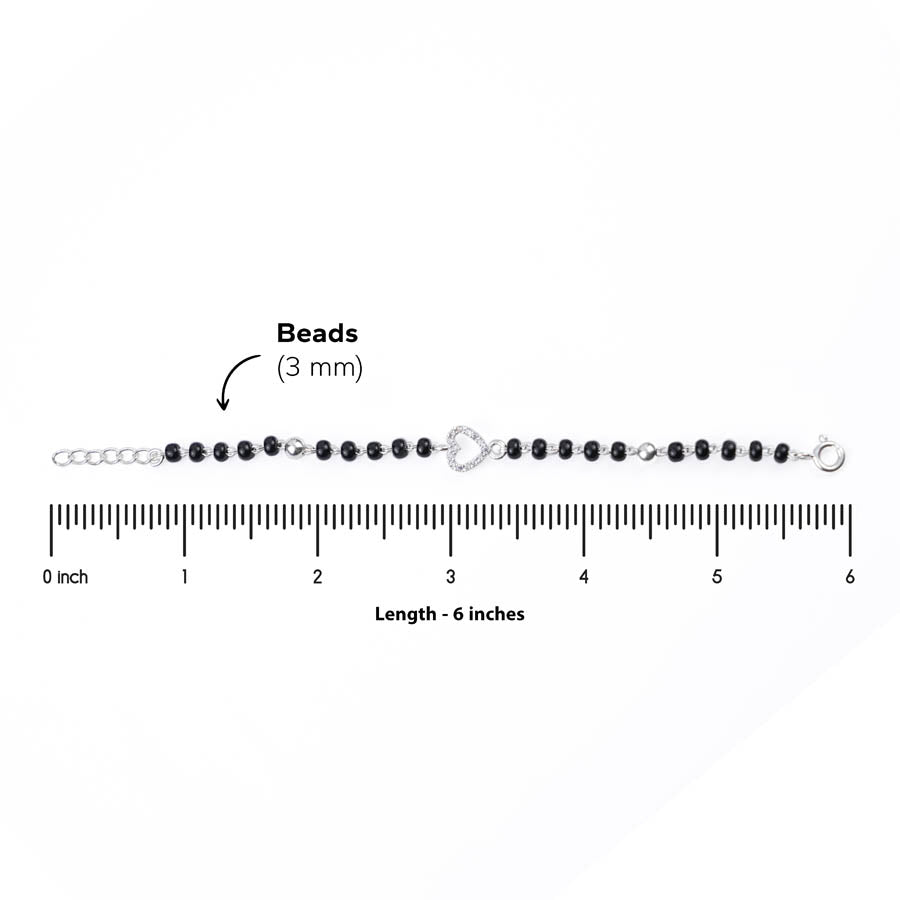 Black Beads and Silver Heart Nazariya for Kids