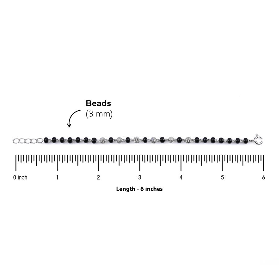 Real Black and Silver Beads Pattern Nazariya for Kids