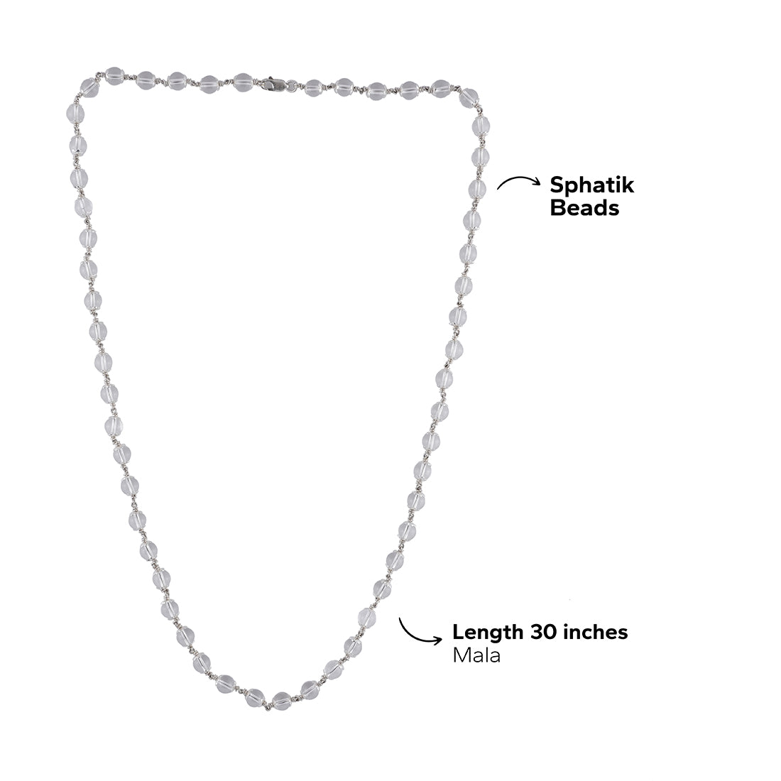 Sphatik Bead Silver Mala