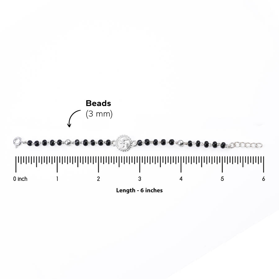 Black Beads and Silver Swastik Nazariya for Kids