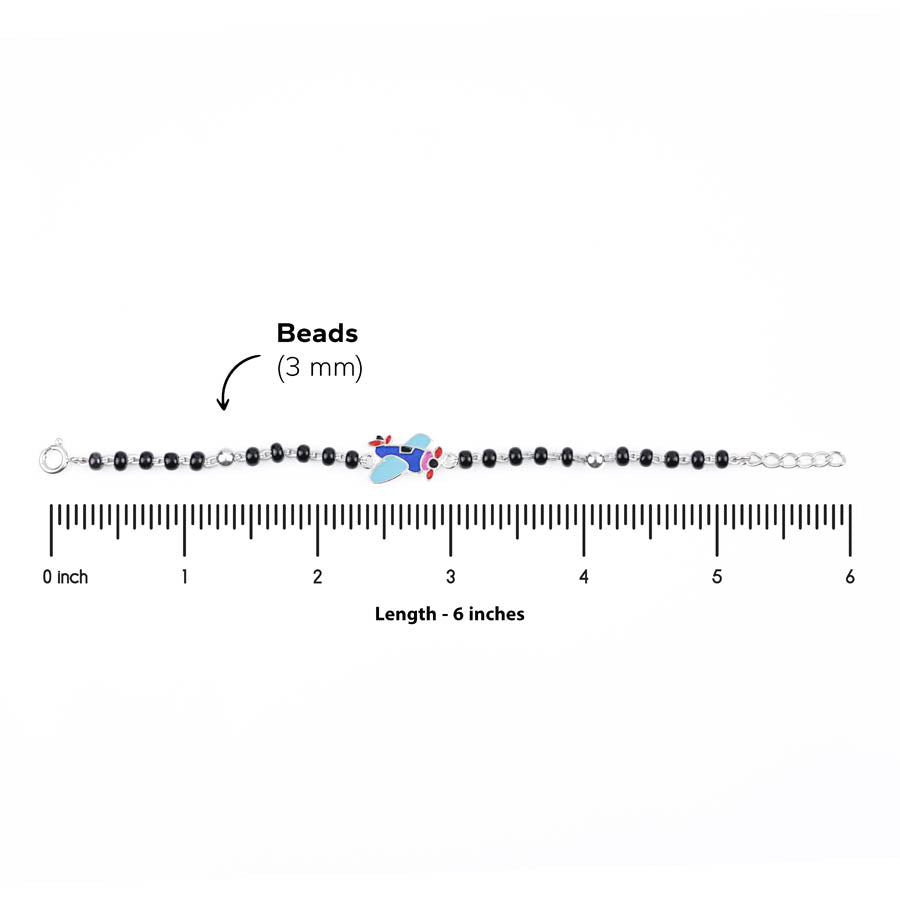 Black Beads Multicolor Airplane Silver Nazariya for Kids