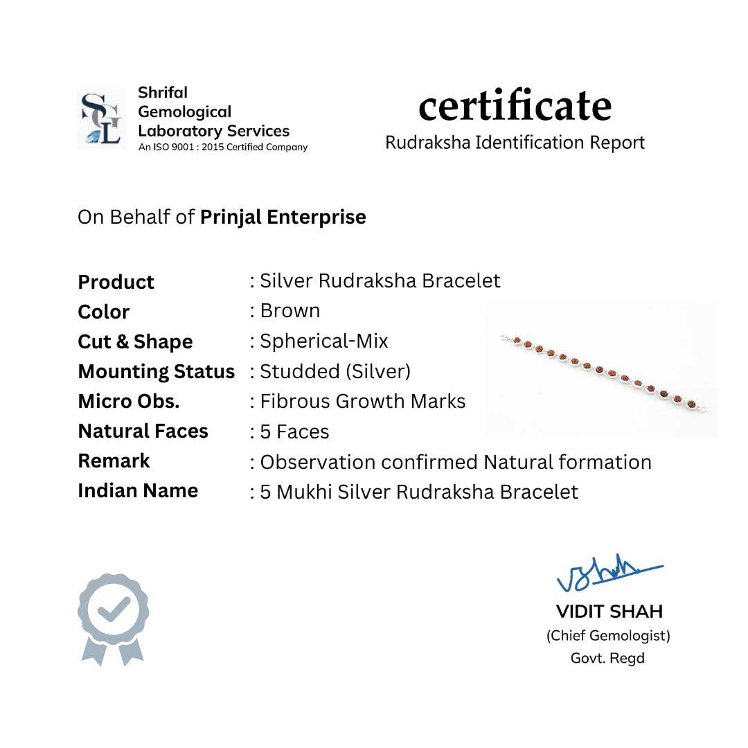 Rudraksha Silver Hexagon Ring Beads Bracelet