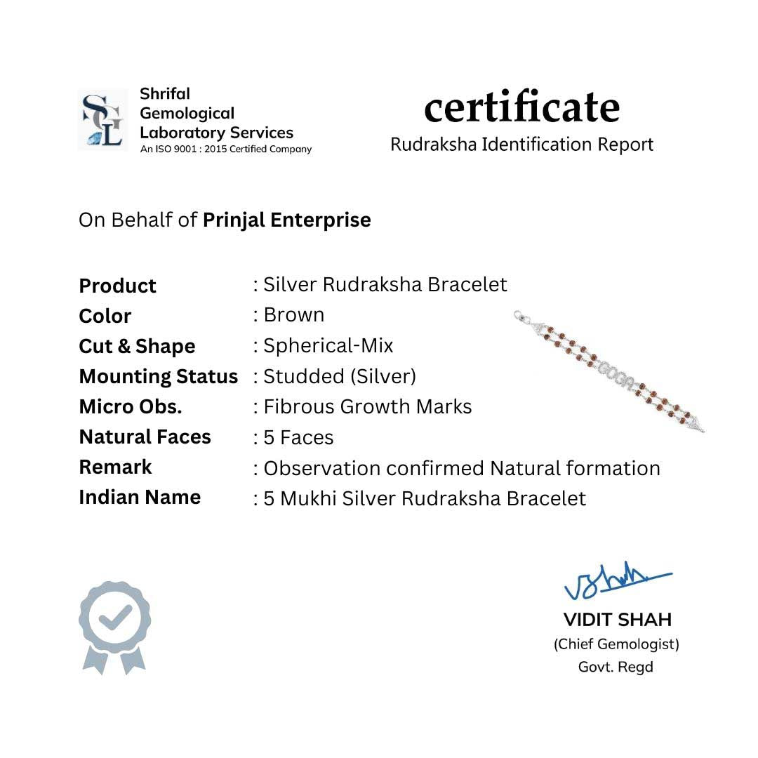 Rudraksha Silver Goga Brooch Double Line Bracelet