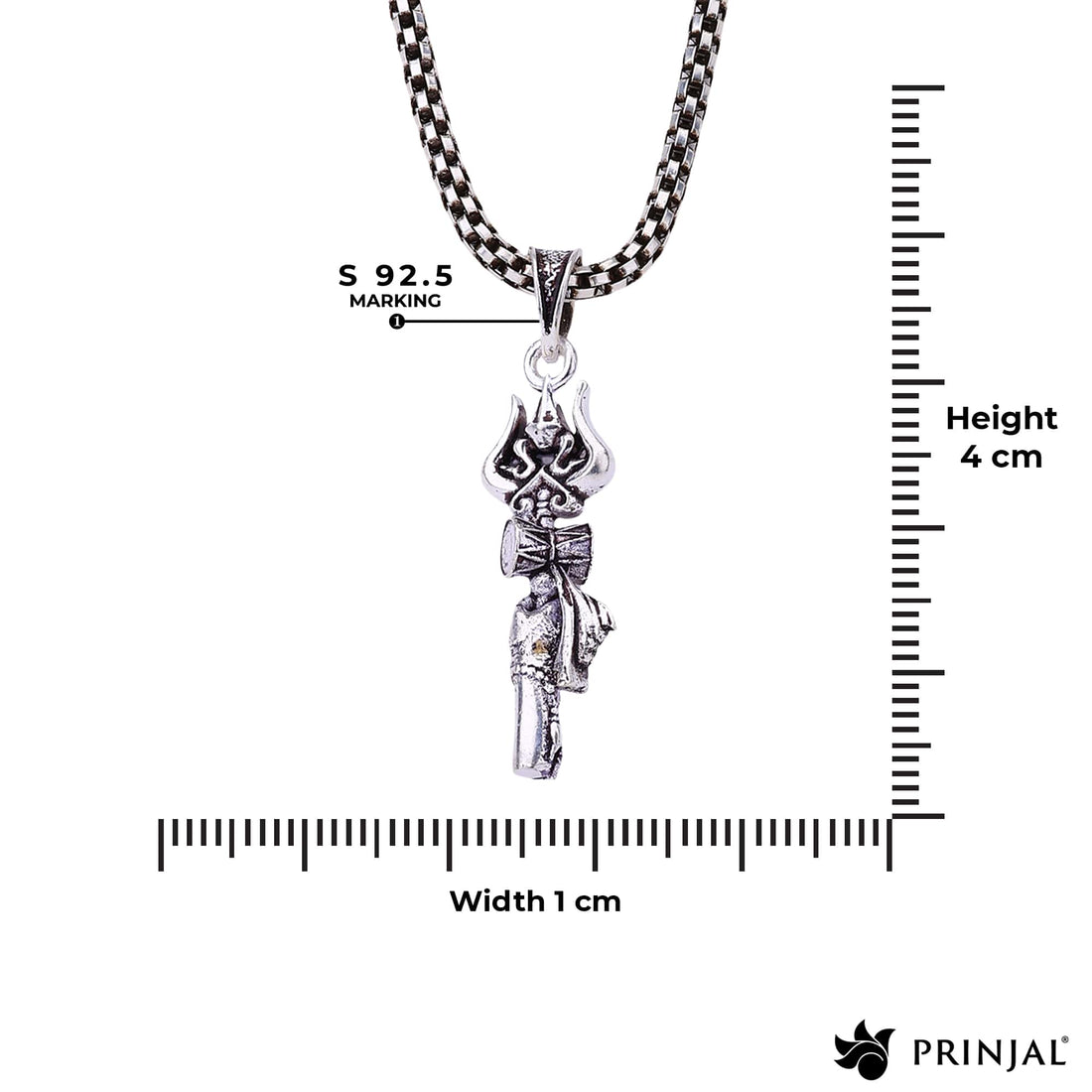 Trishul Damru Silver Pendant