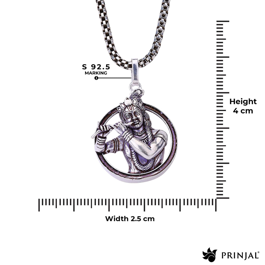 Lord Krishna Silver Pendant