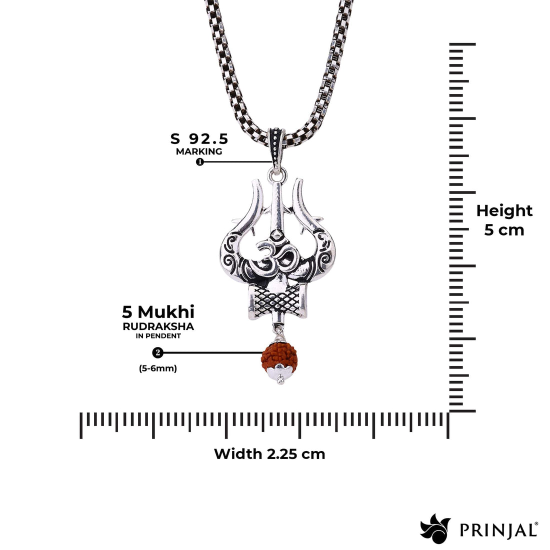 Om Trishul Mahakal Rudraksha Silver Pendant