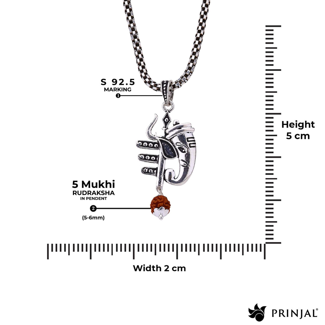 Mahadev Trishul With Ganesha Silver Pendant