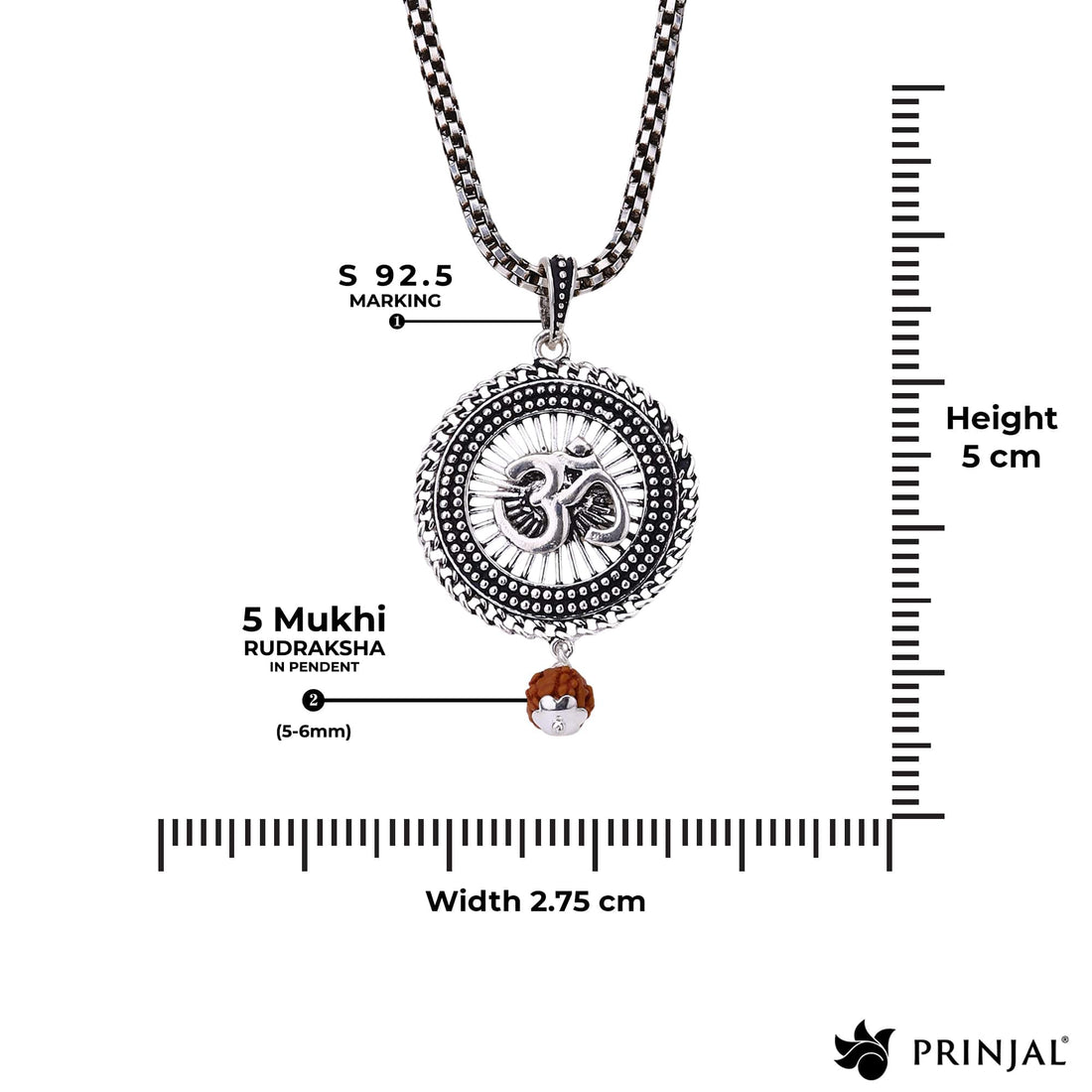 Sacred Surya Om Rudraksha Silver Pendant