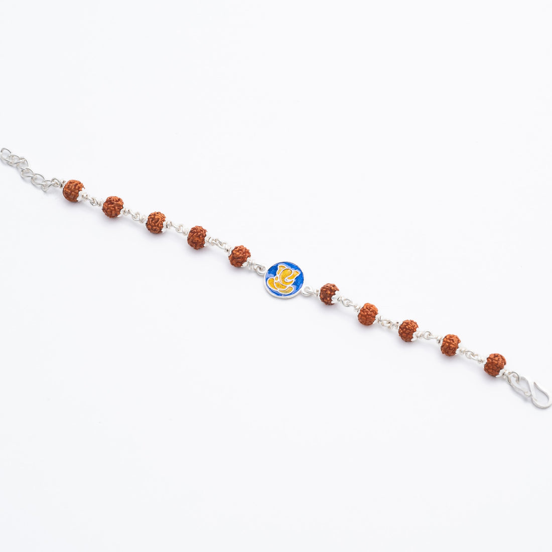 Authentic Rudraksha Silver Bracelet with Ganesh Single Line for Kids