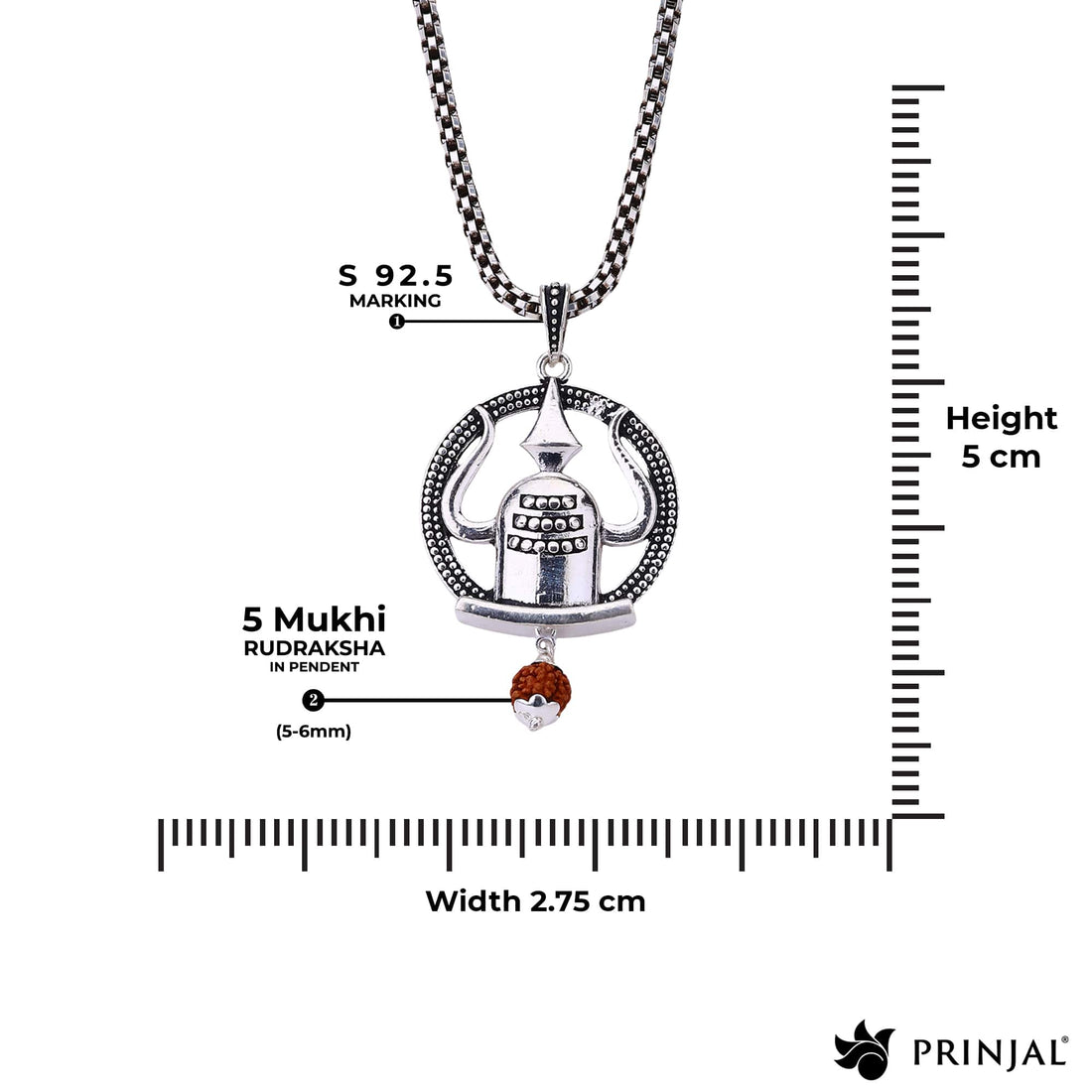 Mahadev Shivling Trishul Frame Silver Pendant