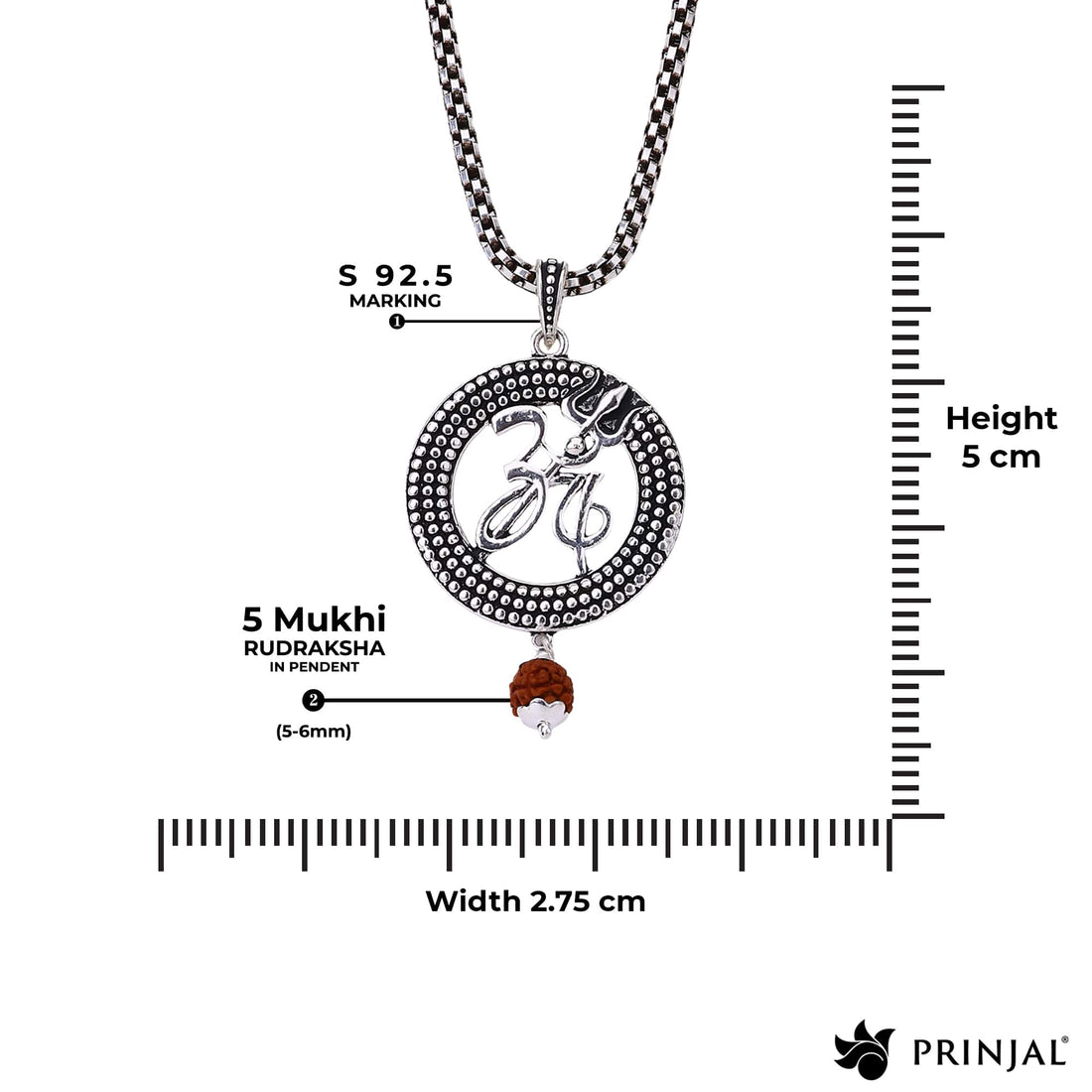 Om Trishul Rudraksha Silver Pendant