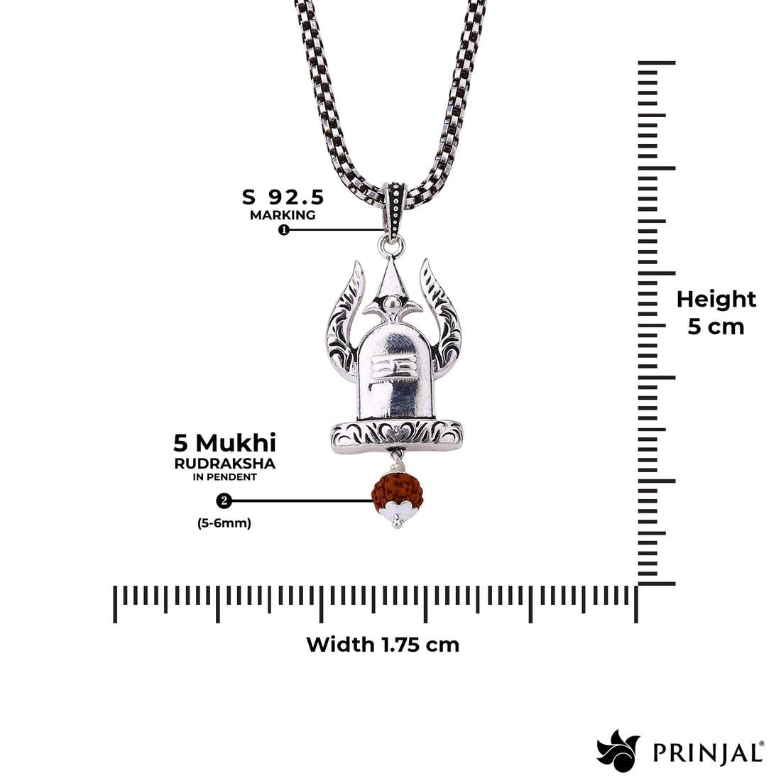 Shivling Rudraksha Silver Pendant