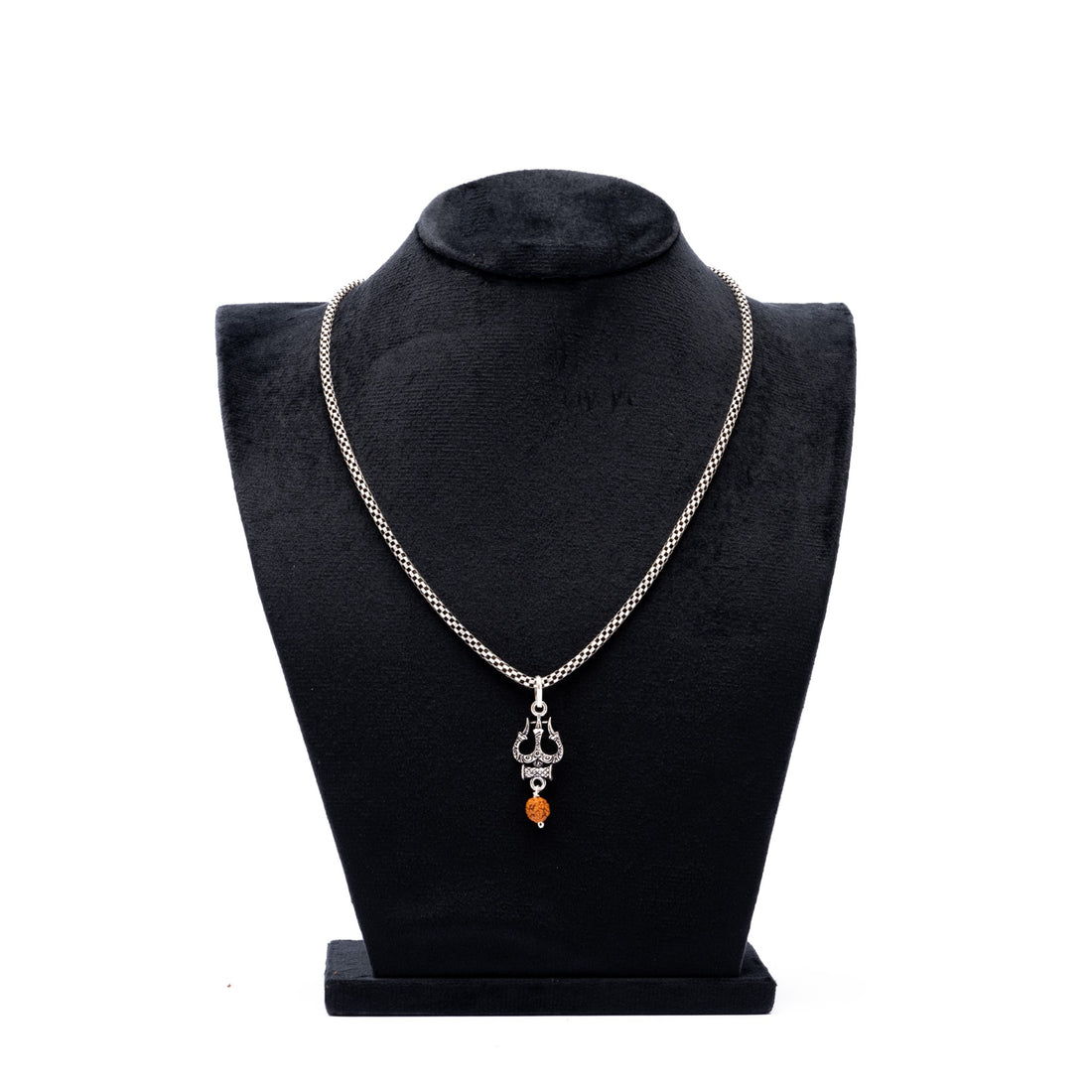 Rudraksha Silver with Trishul and Damru Chain with Pendant for Men