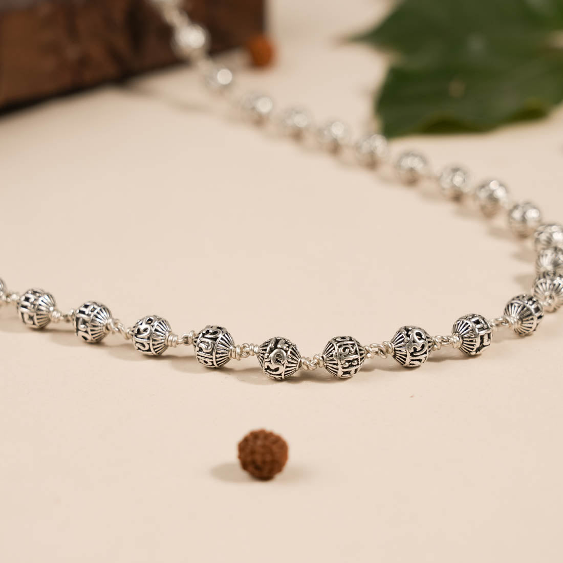 Om Namah Shivaya Silver Beads Mala