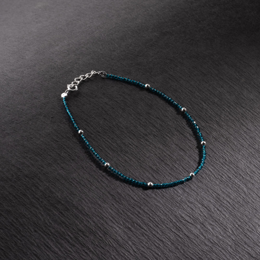 Real Silver and blue beads anklets for women