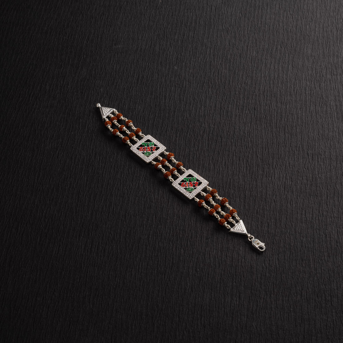 Authentic Rudraksha Silver Two Jay Thakar Brooch Bracelet