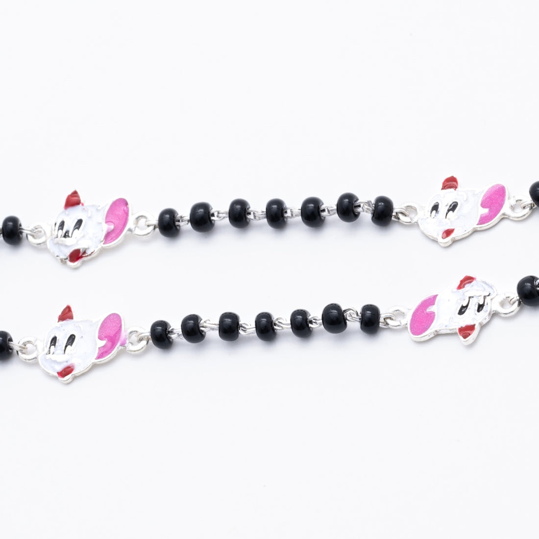 Black Beads Mickey Mouse Silver Nazariya for Kids