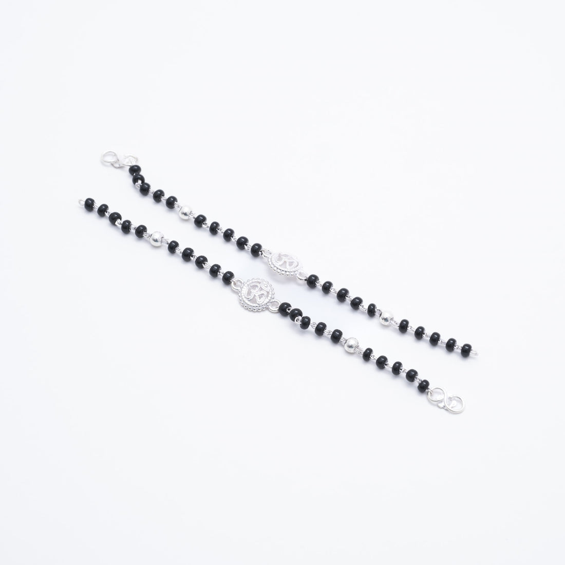 Orignal Black Beads Om Silver Nazariya for Kids