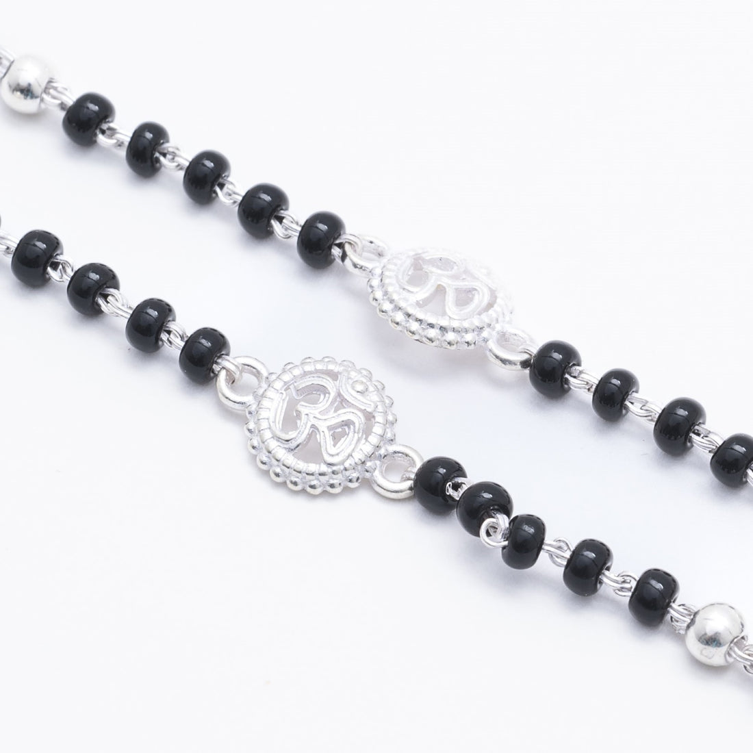 Black Beads Om Silver Nazariya for Kids