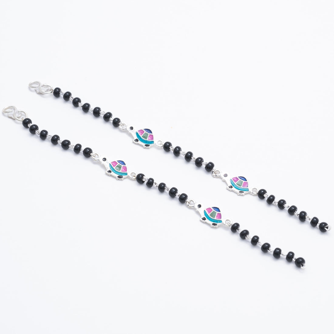 Authentic Black Beads Multicolor Tortoise Silver Nazariya for Kids