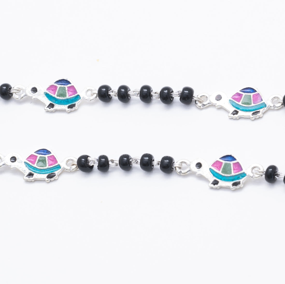 Black Beads Multicolor Tortoise Silver Nazariya for Kids