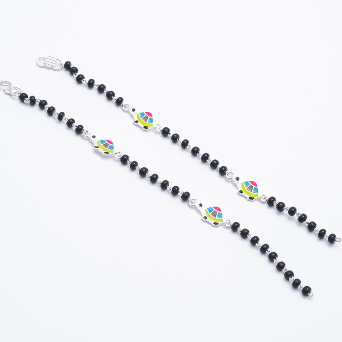 Authentic Black Beads Multicolor Tortoise Silver Nazariya for Kids