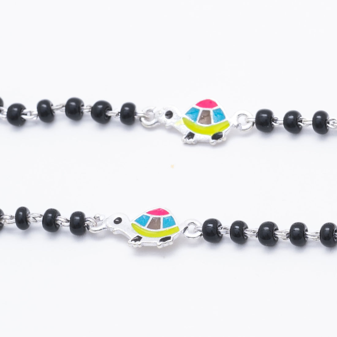 Real Black Beads Multicolor Tortoise Silver Nazariya for Kids