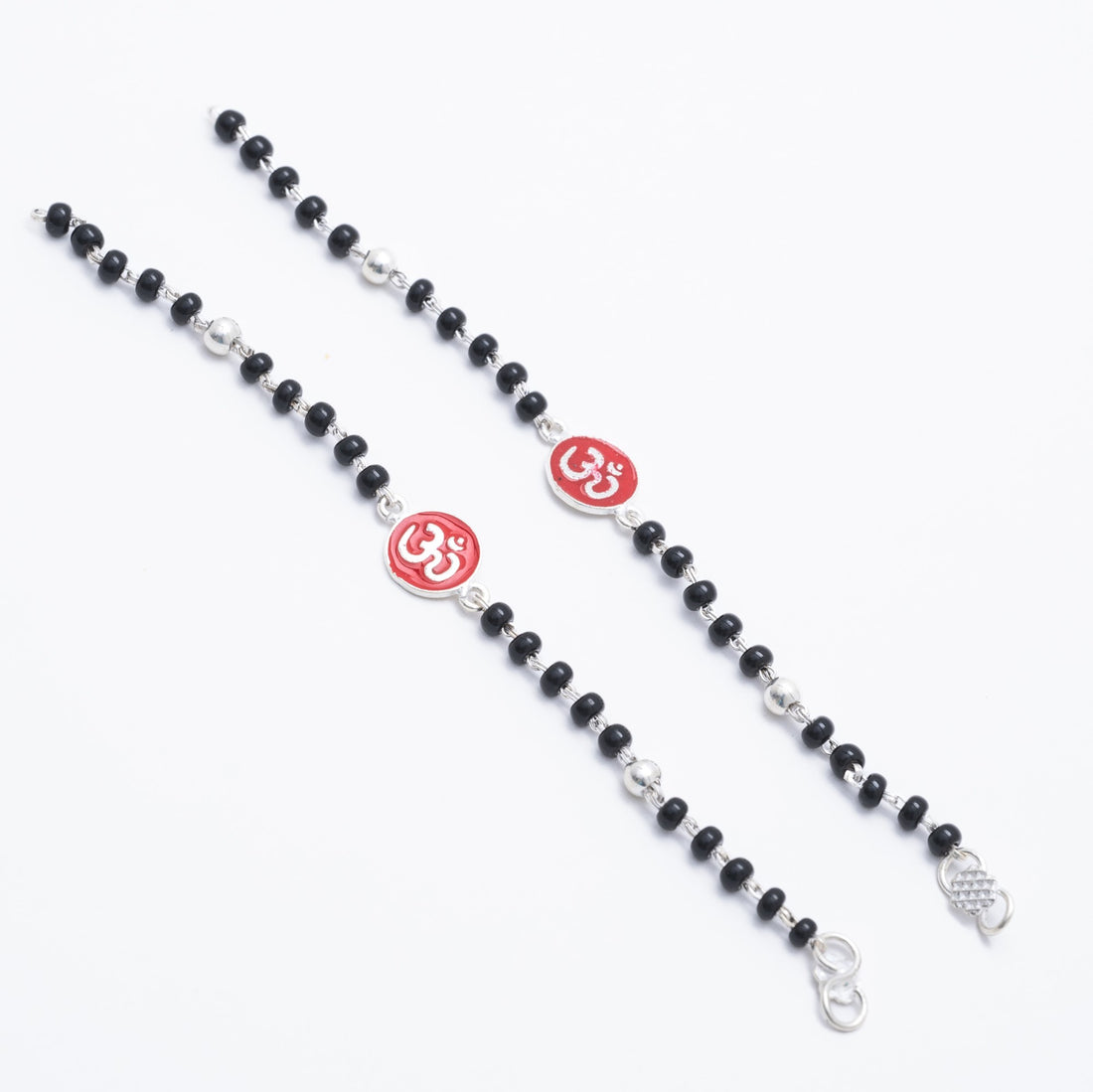 Real black beads Om silver nazariya for kids