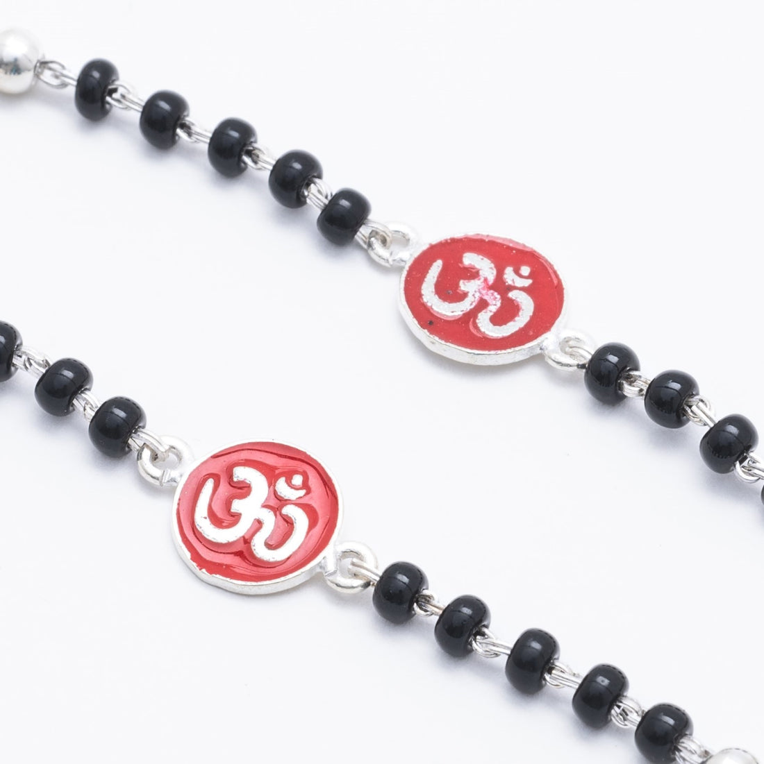Real Black Beads Om Silver Nazariya for Kids