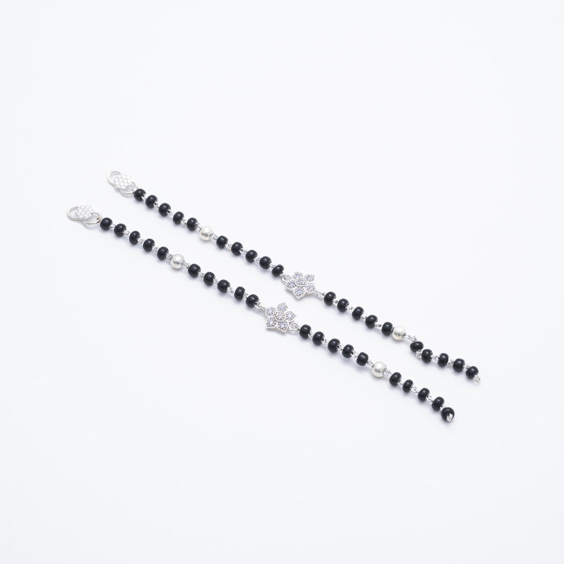 Organic Black Beads with Silver Flower Nazariya for Kids