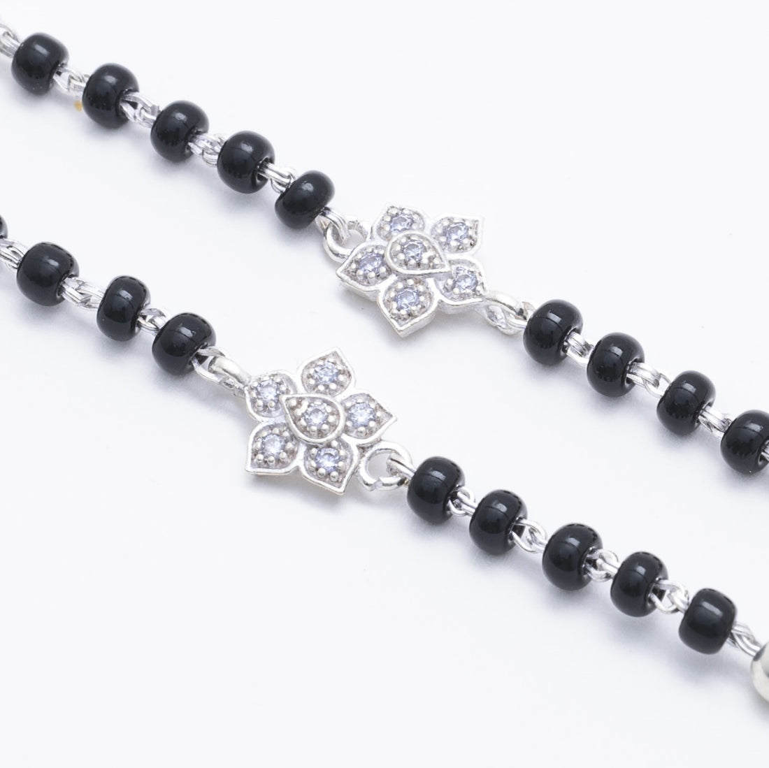 Black Beads with Silver Flower Nazariya for Kids