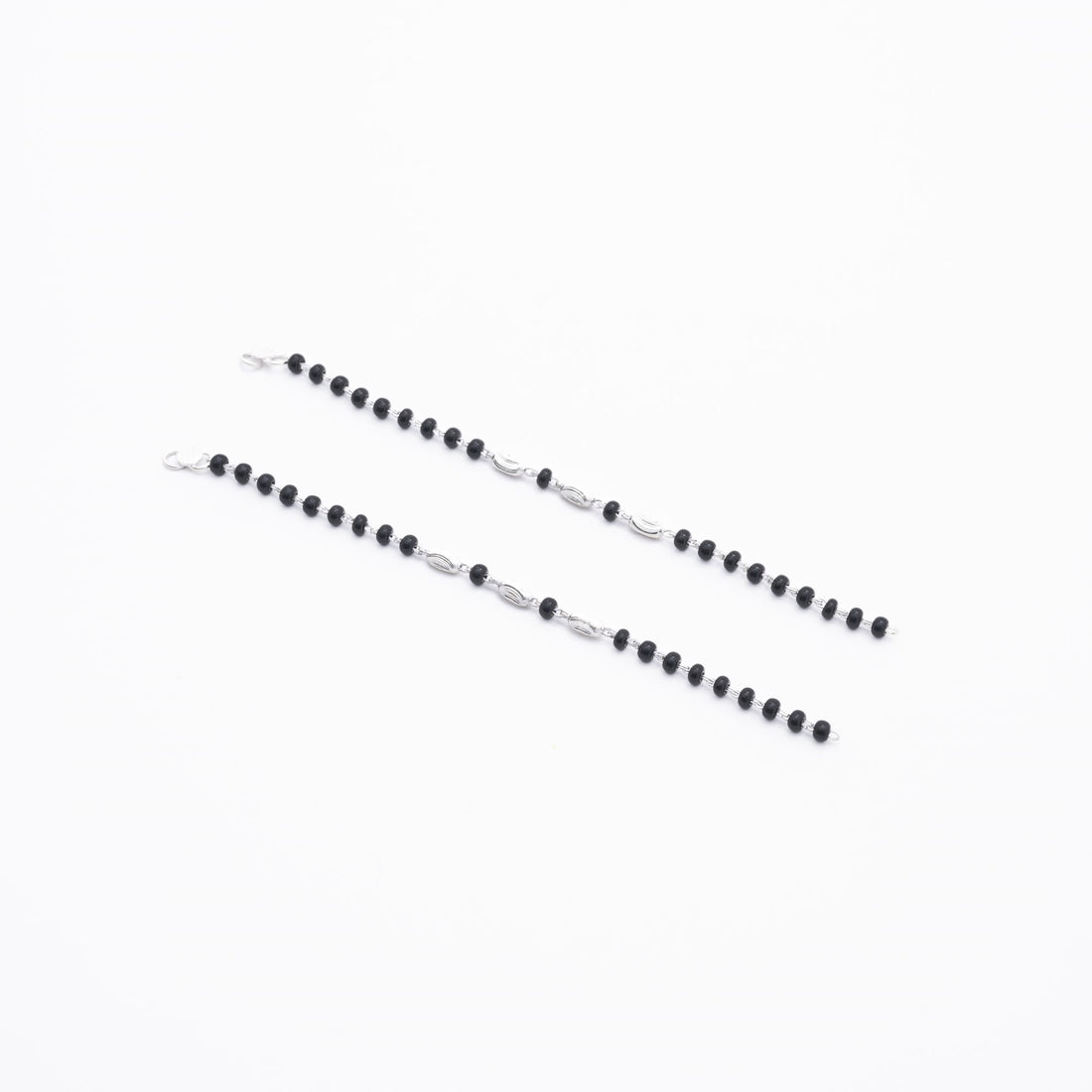 Organic Black Beads with Silver Interlocking Nazariya for Kids