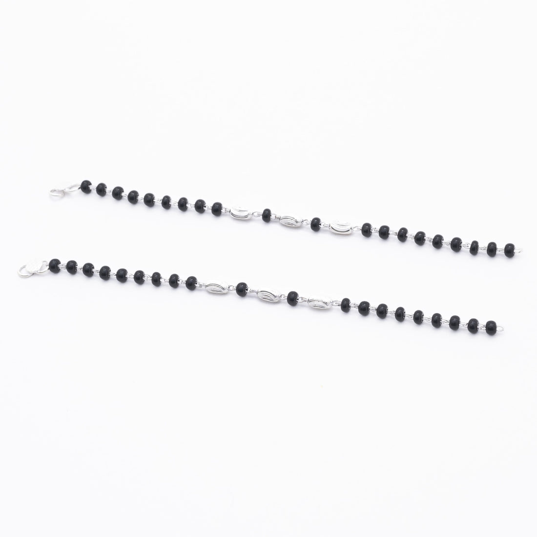 Authentic Black Beads with Silver Interlocking Nazariya for Kids