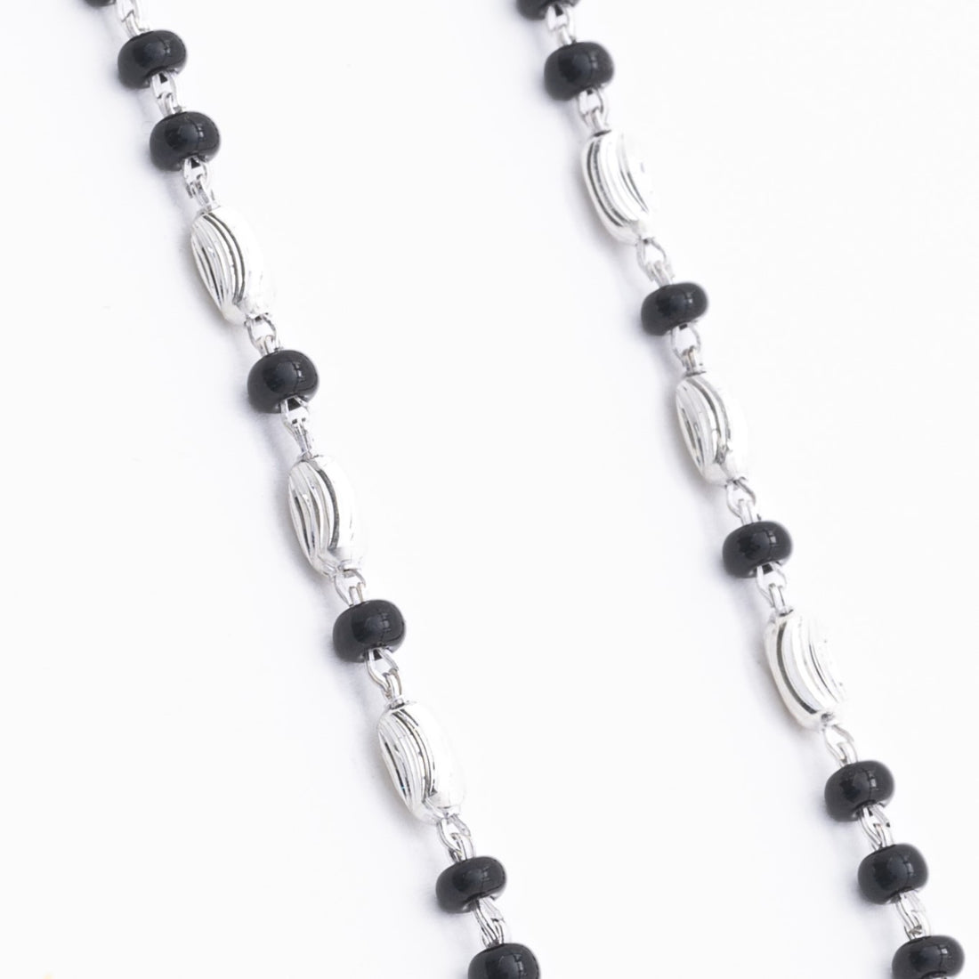 Black Beads with Silver Interlocking Nazariya for Kids