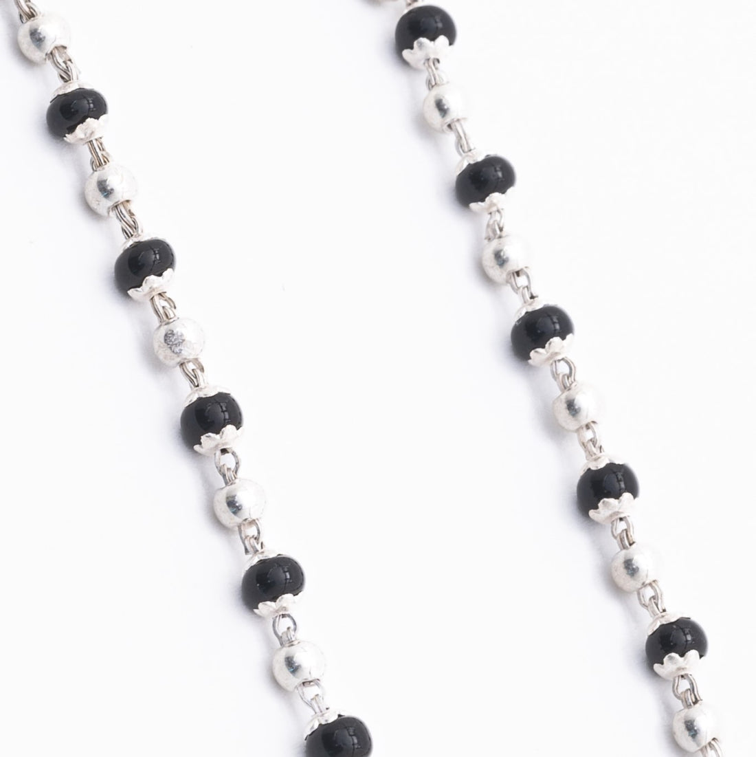 Real Black Beads Embedded in Silver Nazariya for Kids