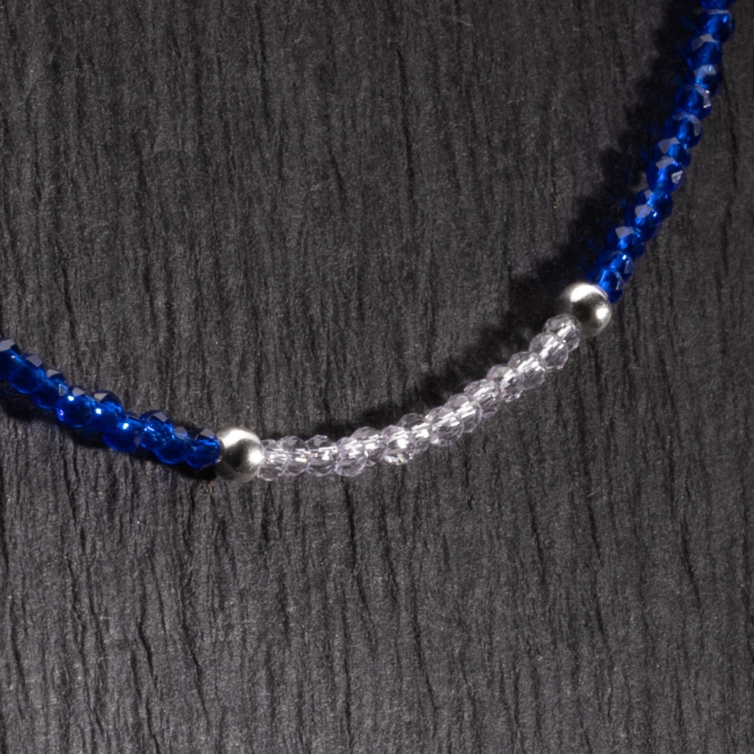 Real silver and dark blue beads anklets for women