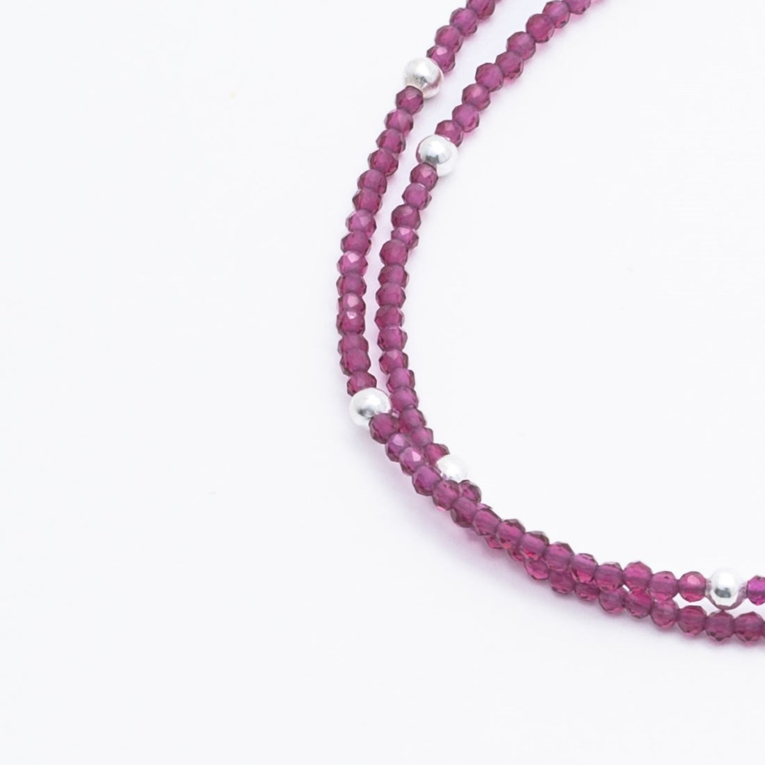 Pink Beads Silver Double Line Anklets for Women