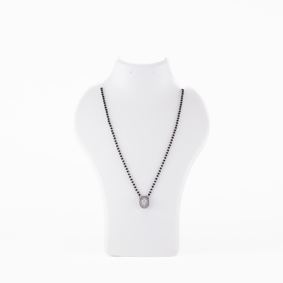 Solitaire Oval Shape Mangalsutra in Silver 92.5