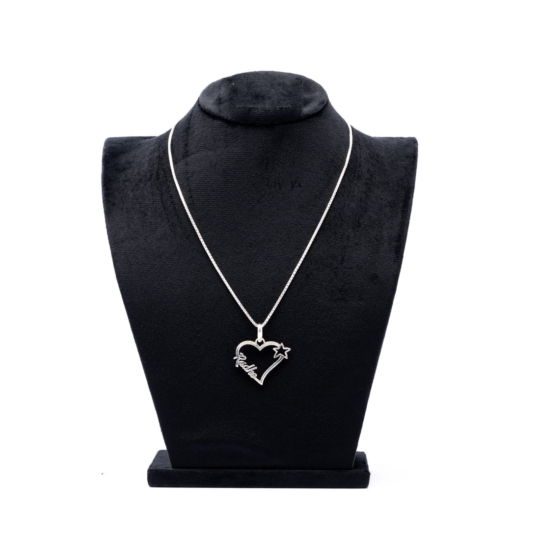 Silver Name Chain with Heart Pendant for Couples