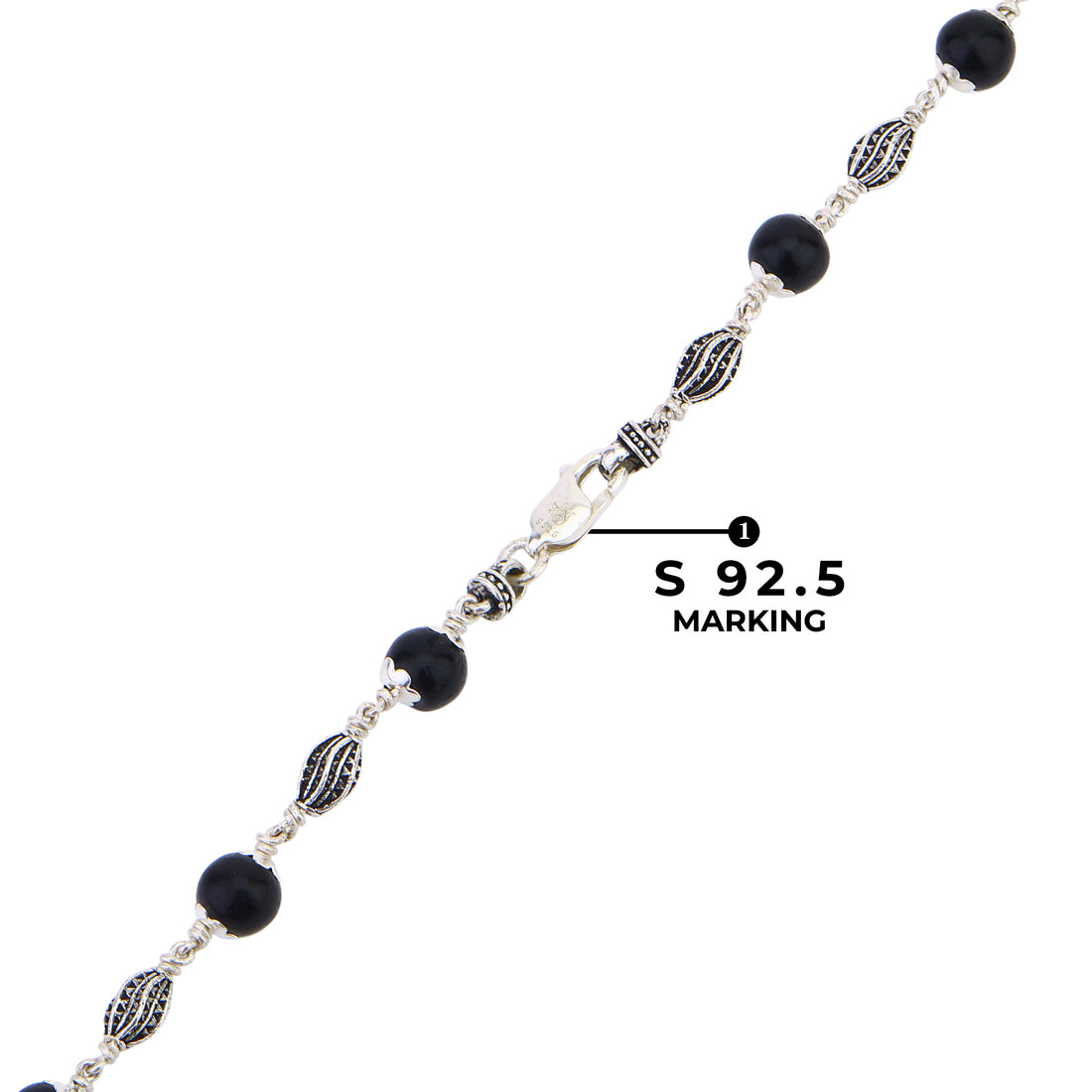 Karungali Silver Mala (Marquise Beads)