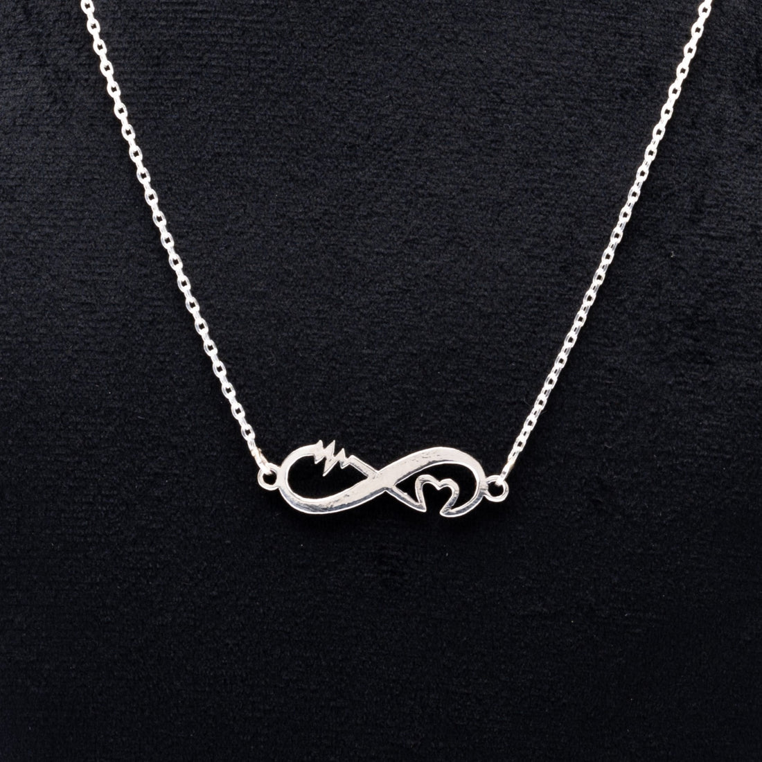 Silver Name Chain with Infinity and Heart Pendant for Couples