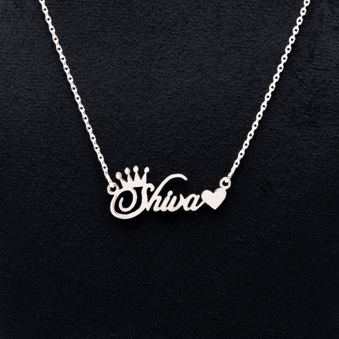 Silver Name Chain with Shiva Pendant for Couples