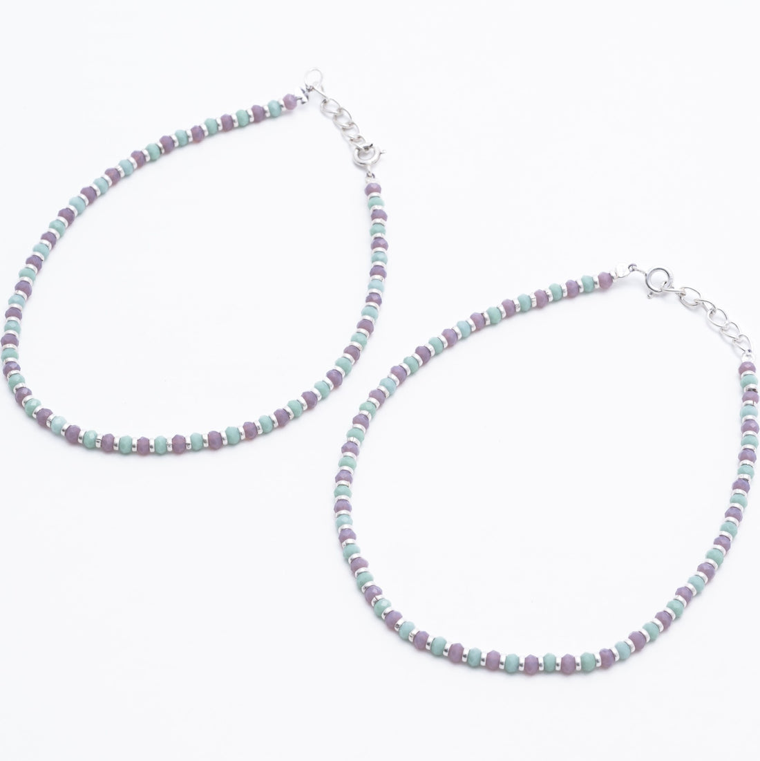 Pastel-colored silver Anklets for women